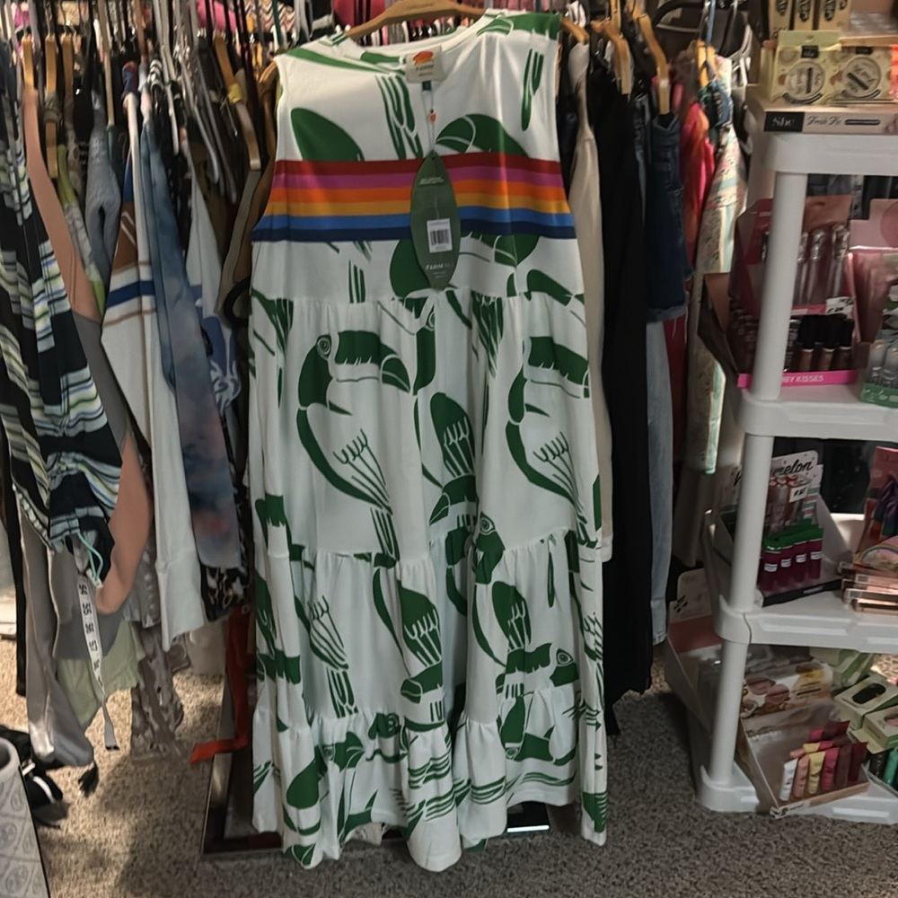 FARM Rio Green and Rainbow Midi Dress - Picture 4 of 7